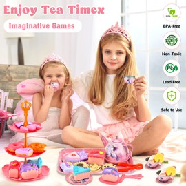 SACBRZZ Tea Set Children's Kitchen Accessories, Tea Set Wooden Toy, Tea Party Play Kitchen Role Play