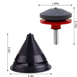 WADY 5PCS Lawn Mower Blade Sharpeners with Blade Balancer, Double Layer Corundum Sharpener for Power & Hand Drills, Durable Lawn Care Tools (Many Colors)