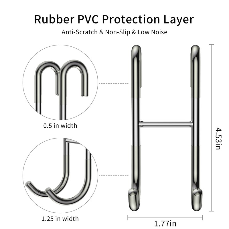 Over Shower Glass Door Hooks, 2 Pack Silver 304 Stainless