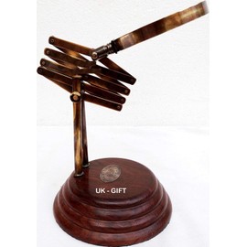 Vintage Style Desk Top Channer Magnifier Nautical Brass Magnifying Glass on Wooden Base