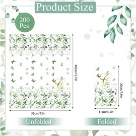 200 Pcs Greenery Guest Napkins Disposable Gold Foil Letter C Hand Towels Bathroom Monogrammed Wedding Napkins Watercolor Eucalyptus Decorative Napkin for Wedding Baby Shower