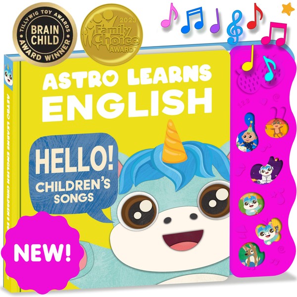 New! Children's Songs Astro Learns English | Interactive Talking Books | Musical Educational Toys for Toddlers 1-3; 12 Month 18 Month Old Toys; 1 Year Old Girl Birthday Gift & 1 Year Old Boy Birthday