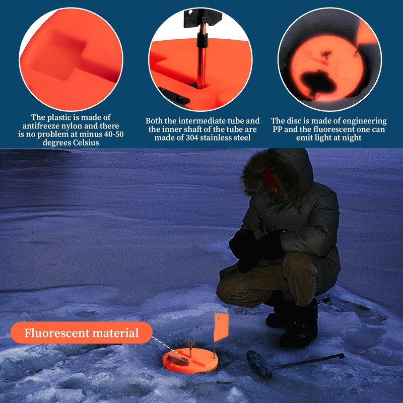 Adnee Ice Fishing Tip-Up - 10.5" Thermal Tip-Up with Orange