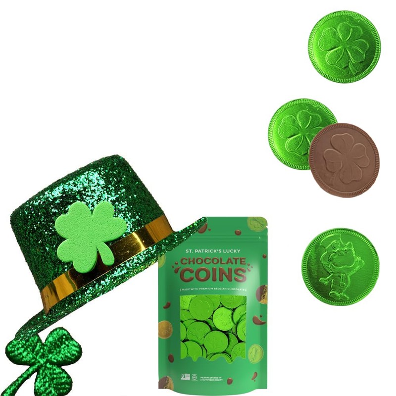 Fruidles Saint Patrick's Day Chocolate Coins Green Coins, Belgian Nut-Free