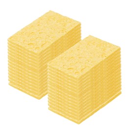 MECCANIXITY 40PCS Soldering Sponge 50 x 35mm Rectangle Deep Yellow Cleaning Pad Welding Tip Iron Replacement for Cleaning Soldering Iron 2mm Natural Thickness 11mm Water Absorption Thickness
