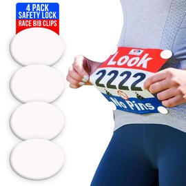 bibSNAPS Race Bib Clips - Safety Lock Fasteners - Secures Running, Marathon, Cycling, and Event Numbers, Non Magnetic, Easy to Use, Soft & Reusable, Replacement for Pins & Magnets - Plain White (4pcs)