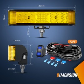 Nilight Side Shooter Amber LED Light Bar/Pods 2PCS 6.5 Inch 60W Flood Spot Beam Combo Fog/Driving Light w/ 16AWG 5Pin Rocker Switch Wiring Harness Kit for Truck ATV UTV Boat