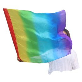 Winged Sirenny 33" Youth Silk Flex Flags for Christian Priase Dance, Church Prophetic Adoration Banner (Rainbow)
