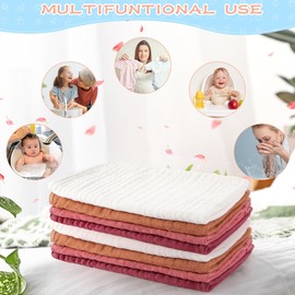Buryeah 20 Pcs Large 20 x 10 Inch Burp Cloths Multi Colors Washcloths Baby Burping Cloth Diapers 6 Absorbent Layers Face Towels (Multi Colors)