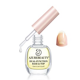 AZUREBEAUTY 2-in-1 Base & Top Coat Nail Polish, Clear Light Yellow Long Lasting All Season Quick Dry Natural Fingernail Lacquer Strengthening Treatment Kit with Top Coat DIY Salon at Home