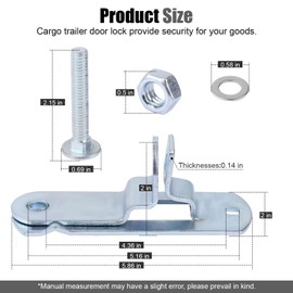 Enclosed Cargo Trailer Door Latch, Trailer Door & Ramp Locking Hasp, Cam Lock Latch Keeper with Screws and Nuts, Cam Bar Lock Assembly for Side and Tailgate Door Enclosed Trailer - 2 Pack