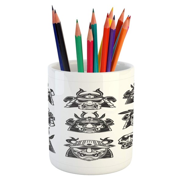 Lunarable Party Pencil Pen Holder, Japanese Ancient Cultural Eastern Samurai