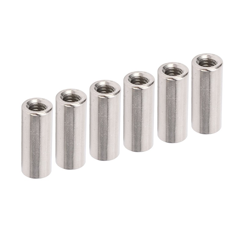20 Pcs Round Connector Nut M6x1.0 10 L25mm Rod Coupling