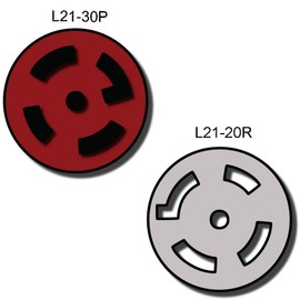 NEMA L21-20P to L21-30R Plug Adapter - 1 Foot, 20A/208, 3 Phase - Iron Box # IBX-3239-01 (1 ft)