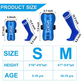 Soccer Shin Guards for Youth Kids Toddler, Shin Pads and Long Soccer Socks for 3-16 Years Old Boys Girls Toddler Children Teenagers, Soccer Equipment for Football Games (Blue, S)