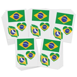 World Flag Temporary Tattoos / 75 tattoos/Select from 25 Countries/Great for Sporting Events & National Holidays (Brazil)