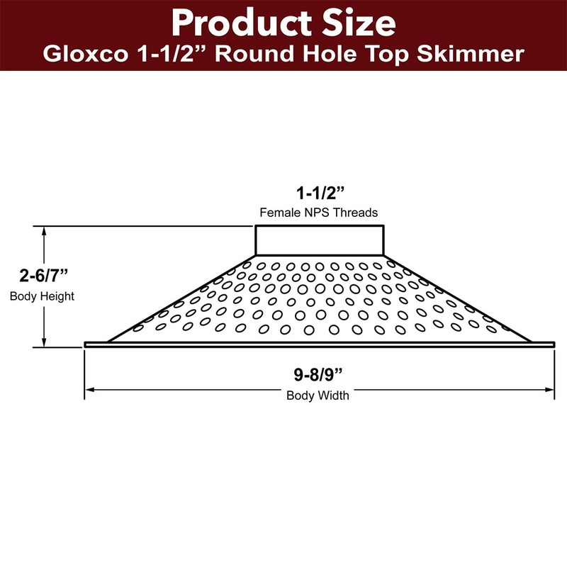 Gloxco 2" Skimmer Suction Strainer, Top Hole, Zinc Plated Steel