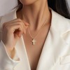 Imohen&Sam Cross Necklace for Women,14K Gold Plated Mother of Pearl