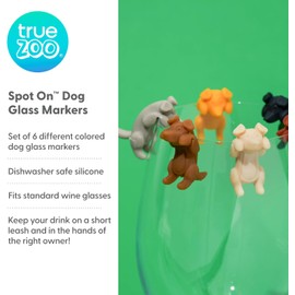 True Zoo - Marcadores de cristal para vino, abalorios de silicona, marcadores de bebidas, regalos de abalorios de vino, silicona