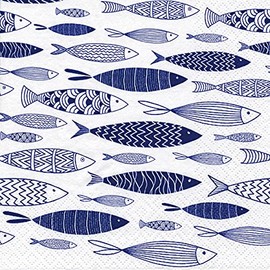 Anniversary House Tiflair Shoal of Blue Fish Lunch Napkins 3 ply