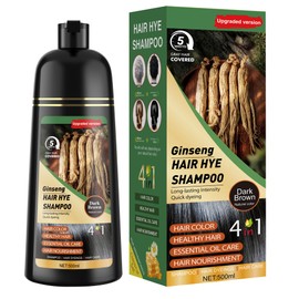 Hair Dye Shampoo 3 in 1 for Women & Men 100% Gray Hair Coverage - Herbal Ingredients Natural Plant Hair Color - Hair Dye in Minutes 500ML （Dark Brown）