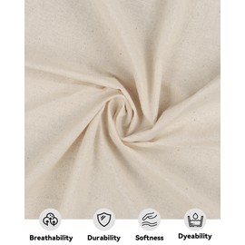 HOTGODEN Medium Weight 100% Cotton Muslin Fabric: 63 inch x 10 Yards Unbleached Muslin Linen Fabric Material for Sewing Material Apparel Cloth