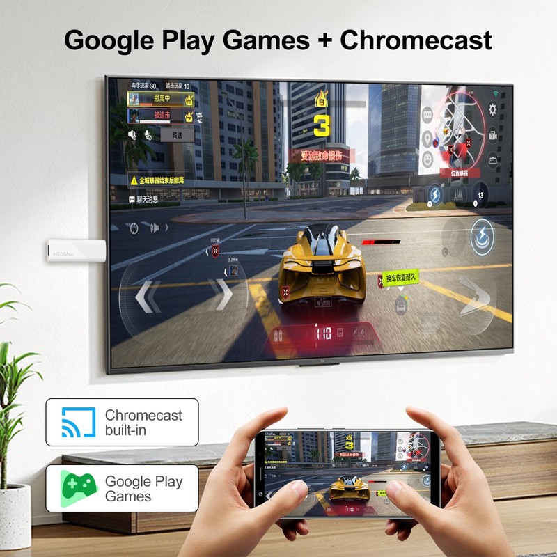 H96 MAX Android 14.0 TV Stick ATV Quad-Core WiFi6 2.4G/5.8Ghz