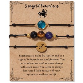 Risyfjew Sagittarius Bracelet for Women December Birthstone 8mm Natural Stone Bracelet Healing Crystals Jewelry Birthday Gift