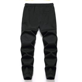 LOKTARC Boys Cargo Pants for Kids Drawstring Youth Cargo Twill Joggers Black 13-14 Years/Size 170