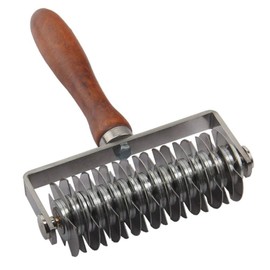 Kitchen Baking Dough Cookie Pie Pizza Pastry Lattice Roller Cutter Baking Tool - Stainless Steel - Wood Handle