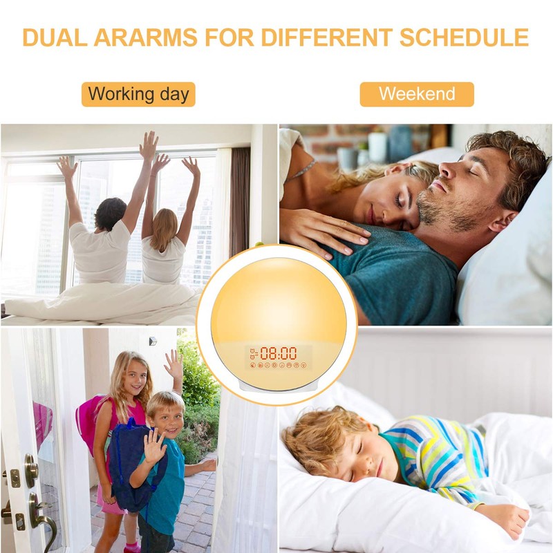 Cadrim Wake up Light, Natural Sunrise Simulation Alarm Clock Sunset