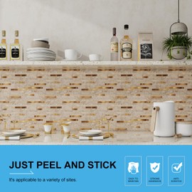 Bainley Peel and Stick Backsplash, 10-Sheet Peel and Stick Tiles PVC Wall Tile Stick on Backsplash for Kitchen