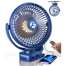 Korbot 8-inch Clip-on Fan - 12000mAh Portable Rechargeable Battery, 3 Speeds, Strong Airflow, USB, Small Desk, Personal Quiet for Office, Stroller, Bedroom and Camping
