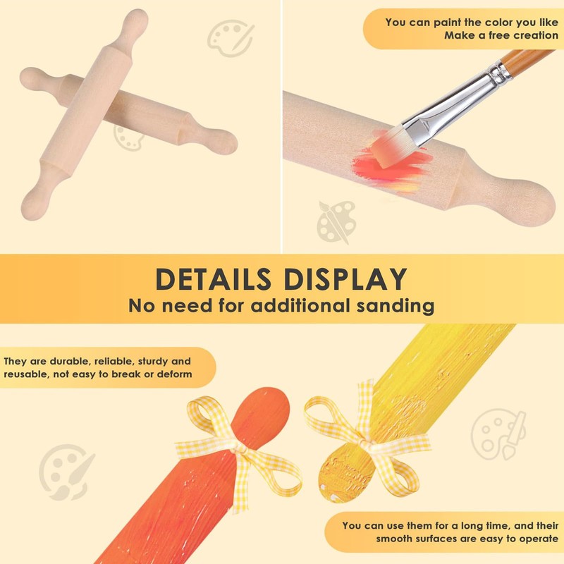 Lilanjumo 18 PCS Small Rolling Pin,Rolling Pin,Clay Rolling Pin,Small Wooden