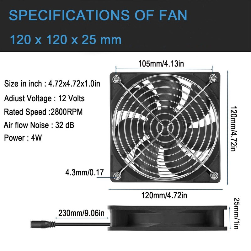 LUCKTE Upgrade Axial Fan1 Big Airflow Computer Fan with AC