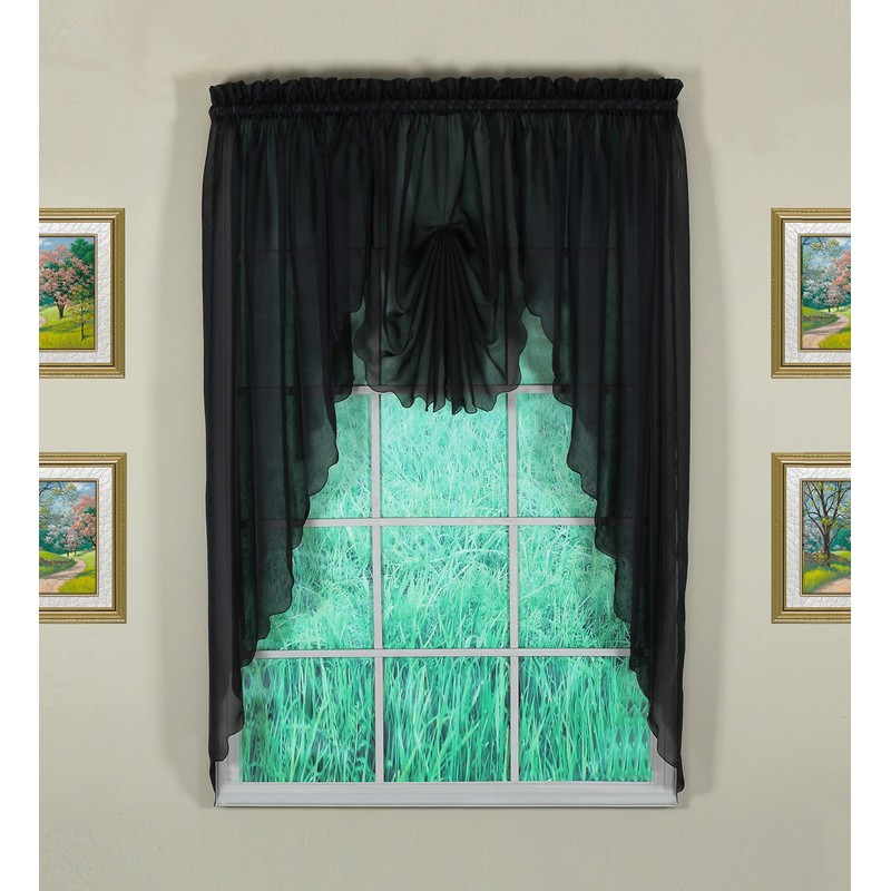 Today's Curtain Emelia Original Voile Fan Insert, Black, 30" W