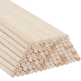 Belle Vous 100 Pack 7mm Natural Round Wood Dowel Rods - 30cm/12 Inches - Extra Long Unfinished Wooden Craft Sticks - Dowels for Woodcraft, Art Projects, Decorations & DIY Crafts