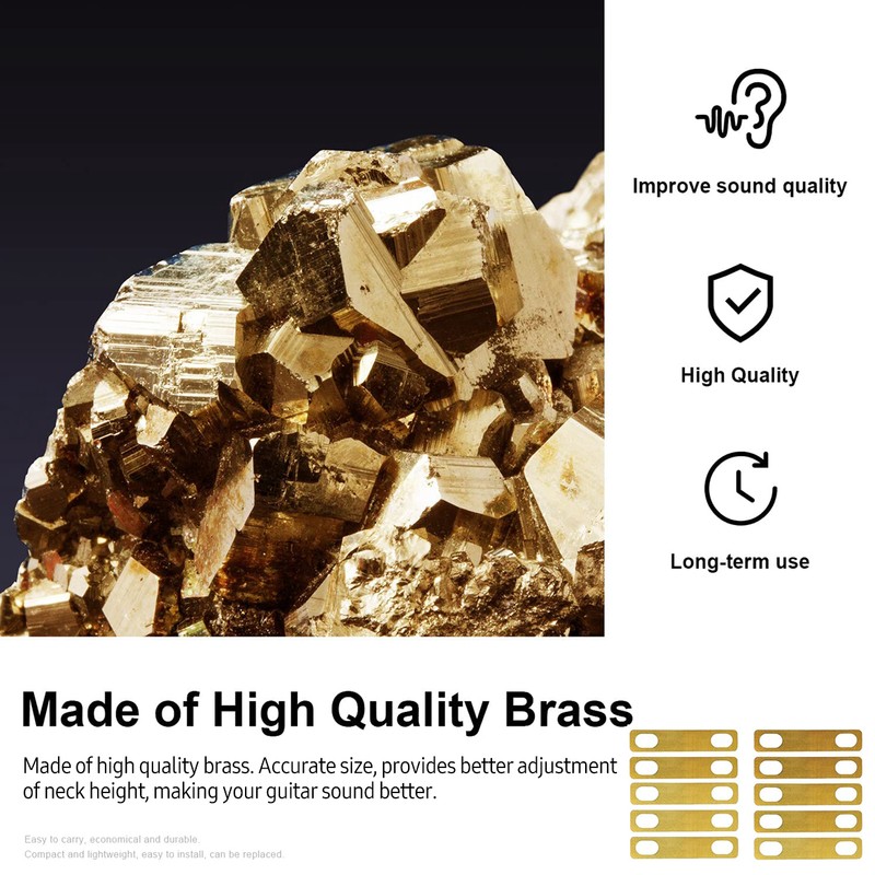 MX0312D 8Pcs Guitar Neck Shims 0.2mm 0.5mm 1mm Thickness Brass