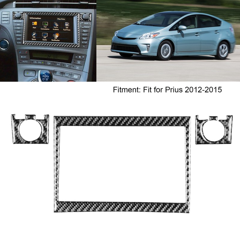 5pcs CD Radio Navigation Panel Trim Frame Carbon Fiber Sticker