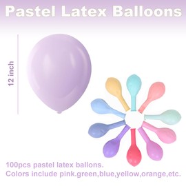 100 PCS Pastel Latex Balloons 12 Inches Macaron Candy Rainbow Assorted Color Latex Balloons, for Wedding Birthday Graduation Anniversary Bachelorette Party Background Decorations. (Mixed Color)