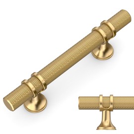 Amerdeco 10 Pack Knurled Champagne Bronze Cabinet Pulls 5 Inch Length (3 Inch Hole Center) Kitchen Cabinet Handles for Drawer, Cupboard and Wardrobe