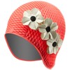 Sporti Floral Bubble Swim Cap - Pink/White/Black