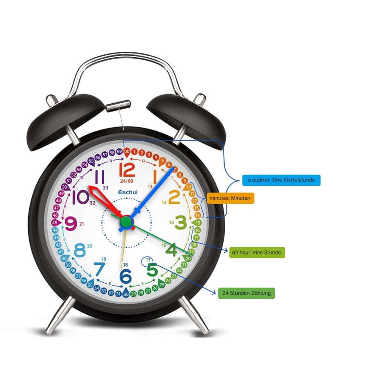 Eachui Analog Alarm Clock for Kids, Double Bell Alarm Clock