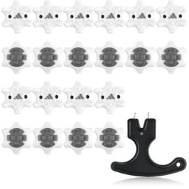 20 Pcs Golf Shoe Spikes, Golf Spikes Replacements with 1 Pcs Shoe Cleats Wrench with Traction Stability and Comfort Golfs Shoe Studs Anti-Slip Design Easy Installation for Golfs Shoes