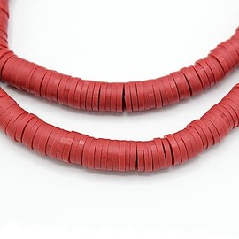 Heishi Resin Handmade Polymer Clay Round Flat Beads 6x1mm (3,700Pc/170Inch) for Jewellery Making and Many Other Decorations and Kids Creation Projects (Dark Red)