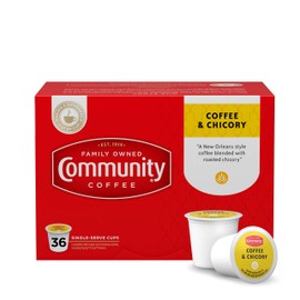 Community Coffee Coffee & Chicory Single Serve K-Cup Compatible Coffee Pods, Box of 36 Pods