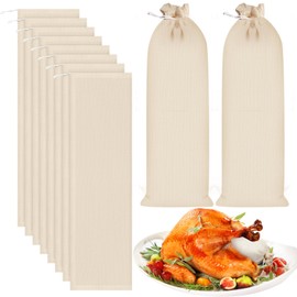 Zhehao 10 Pcs Turkey Stuffing Bags Turkey Bag 100% Cotton Mesh Soup Bag for Kitchen Home Cooking Thanksgiving Day Gifts White