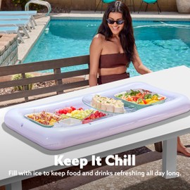 JOYIN 3-Pack Inflatable Serving Bars Cooler - Inflatable Cooler Ice Buffet Salad Serving Trays with Drain Plug, Food Drink Holder for Indoor Outdoor Summer Picnic Beach Pool Luau Party