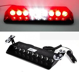 Anzene 9 LED 9W 12V Windshield Warning Light Dashboard Interior Car Truck Emergency Strobe Flash Light (Red/White/Red)
