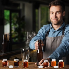 Mifoci 100 Pieces 1 oz Mini Mason Jar Shot Glasses with Lids Mason Jar Drinking Glasses with Handles Reusable Mugs Transparent Cups Set for Home Picnic Party,dessert, Candle, Craft